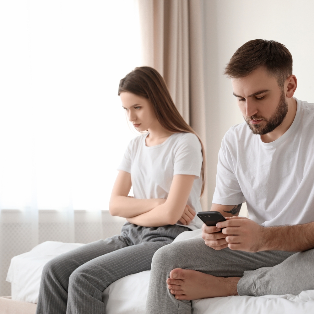 a couple distant and shutdown from each other due to relationship sabotaging behaviours
